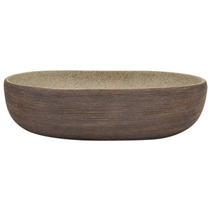 vidaXL Countertop Basin Sand and Brown Oval 59x40x14 cm Ceramic