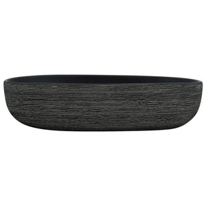 vidaXL Countertop Basin Grey and Black Oval 59x40x14 cm Ceramic