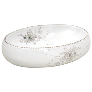 vidaXL Countertop Basin White Oval 59x40x15 cm Ceramic