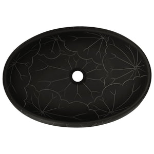 vidaXL Countertop Basin Black Oval 59x40x15 cm Ceramic