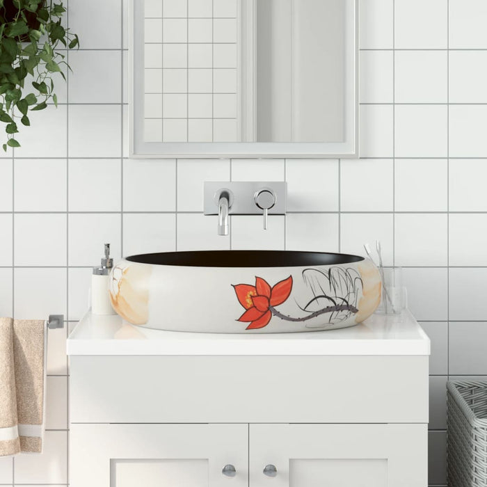 vidaXL Countertop Basin Multicolour Oval 59x40x15 cm Ceramic