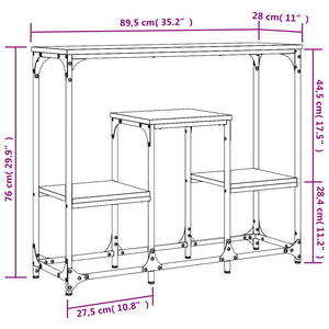 vidaXL Console Table Grey Sonoma 89.5x28x76 cm Engineered Wood