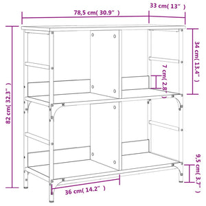 vidaXL Bookshelf Black 78.5x33x82 cm Engineered Wood