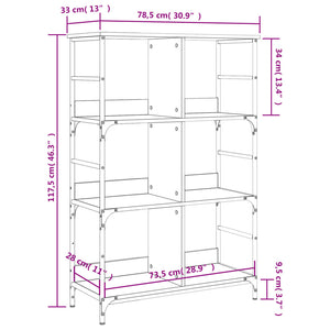 vidaXL Bookshelf Black 78.5x33x117.5 cm Engineered Wood