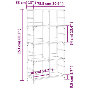 vidaXL Bookshelf Sonoma Oak 78.5x33x153 cm Engineered Wood