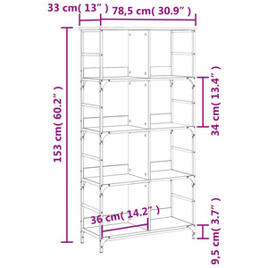 vidaXL Bookshelf Grey Sonoma 78.5x33x153 cm Engineered Wood