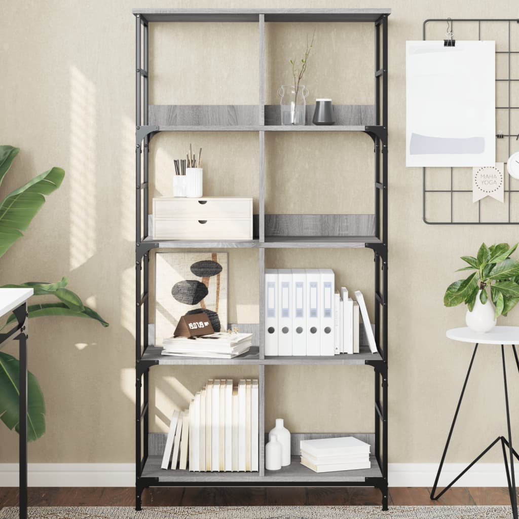 vidaXL Bookshelf Grey Sonoma 78.5x33x153 cm Engineered Wood