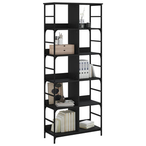 vidaXL Bookshelf Black 78.5x33x188.5 cm Engineered Wood