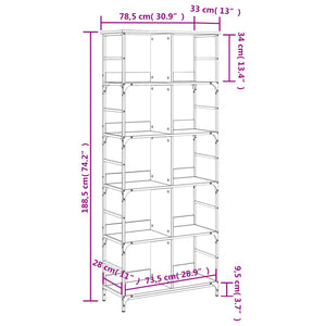 vidaXL Bookshelf Black 78.5x33x188.5 cm Engineered Wood