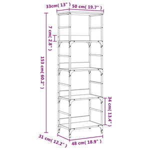 vidaXL Bookshelf Smoked Oak 50x33x153 cm Engineered Wood