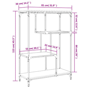 vidaXL Bookshelf Sonoma Oak 81x36x115 cm Engineered Wood and Steel