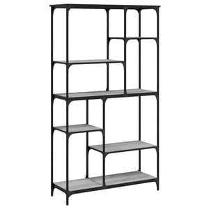 vidaXL Bookshelf Grey Sonoma 99x35.5x176 cm Engineered Wood and Steel