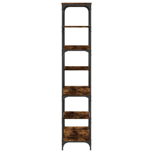 vidaXL Bookshelf Smoked Oak 91x36x176 cm Engineered Wood and Steel