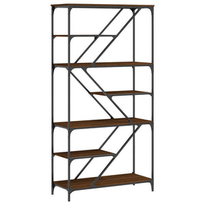 vidaXL Bookshelf Brown Oak 91x36x176 cm Engineered Wood and Steel