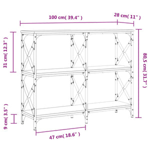 vidaXL Console Table Smoked Oak 100x28x80.5 cm Engineered Wood