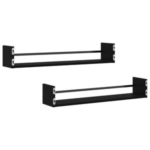 vidaXL Wall Shelves with Bars 2 pcs Black 80x16x14 cm