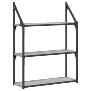 vidaXL 3-Tier Wall Shelf Grey Sonoma 60x21x78.5 cm Engineered Wood