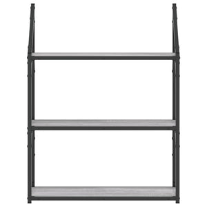 vidaXL 3-Tier Wall Shelf Grey Sonoma 60x21x78.5 cm Engineered Wood