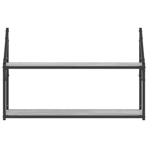 vidaXL 2-Tier Wall Shelf Grey Sonoma 80x21x51 cm Engineered Wood