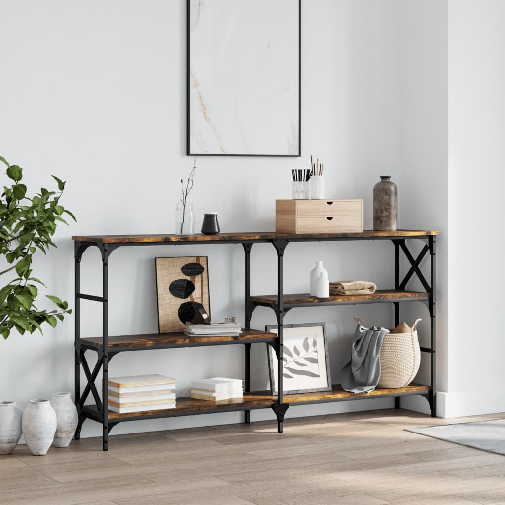 vidaXL Console Table Smoked Oak 150x29x76.5 cm Engineered Wood