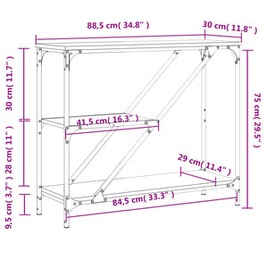 vidaXL Console Table Smoked Oak 88.5x30x75 cm Engineered Wood