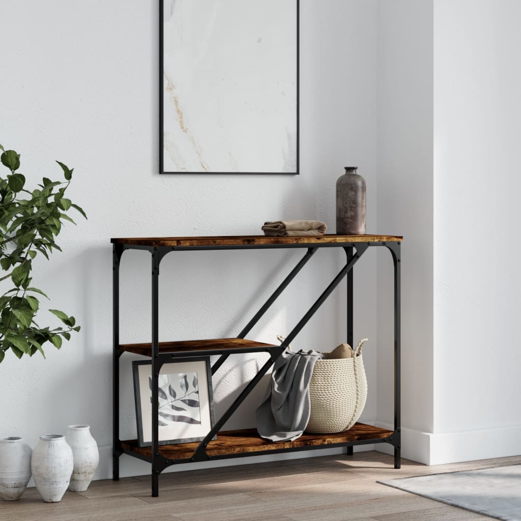 vidaXL Console Table Smoked Oak 88.5x30x75 cm Engineered Wood