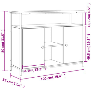 vidaXL Sideboard Smoked Oak 100x35x80 cm Engineered Wood