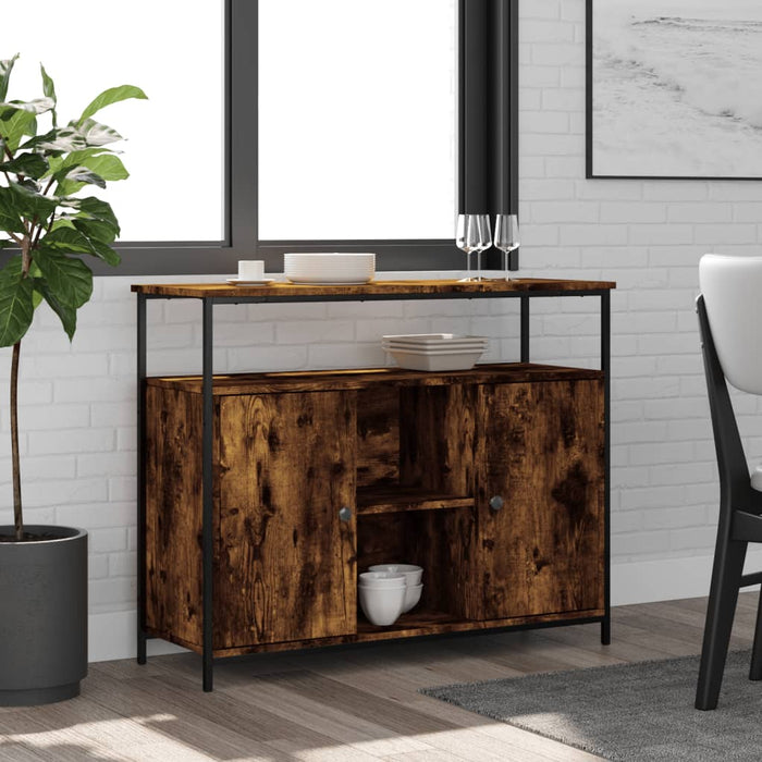 vidaXL Sideboard Smoked Oak 100x35x80 cm Engineered Wood