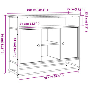 vidaXL Sideboard Black 100x35x80 cm Engineered Wood