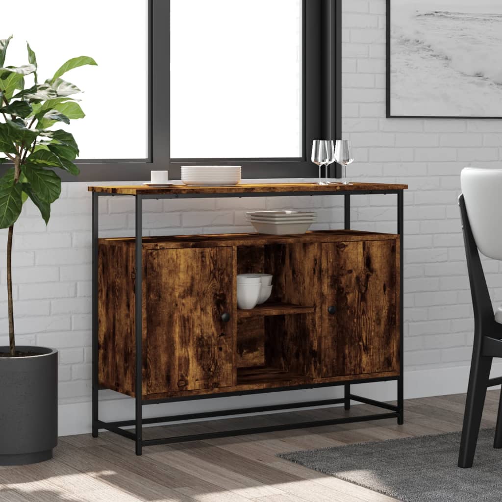 vidaXL Sideboard Smoked Oak 100x35x80 cm Engineered Wood