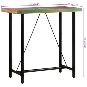 vidaXL Bar Table 110x55x107 cm Solid Wood Reclaimed and Iron