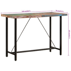 vidaXL Bar Table 150x70x107 cm Solid Wood Reclaimed and Iron