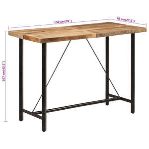 vidaXL Bar Table 150x70x107 cm Solid Wood Mango and Iron