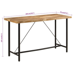 vidaXL Bar Table 180x70x107 cm Solid Wood Mango and Iron