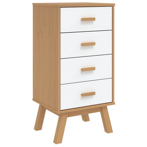 vidaXL Bedside Cabinet OLDEN White and Brown Solid Wood Pine