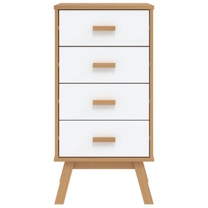 vidaXL Bedside Cabinet OLDEN White and Brown Solid Wood Pine