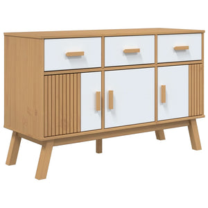 vidaXL Sideboard OLDEN White and Brown 114x43x73.5 cm Solid Wood Pine