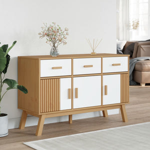 vidaXL Sideboard OLDEN White and Brown 114x43x73.5 cm Solid Wood Pine