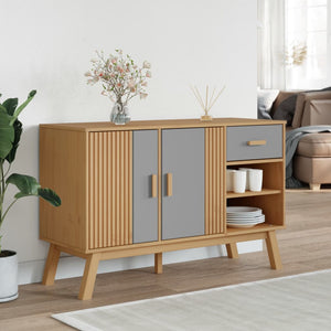 vidaXL Sideboard OLDEN Grey and Brown 114x43x73.5 cm Solid Wood Pine