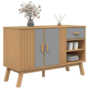 vidaXL Sideboard OLDEN Grey and Brown 114x43x73.5 cm Solid Wood Pine