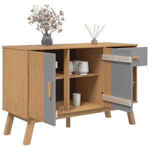 vidaXL Sideboard OLDEN Grey and Brown 114x43x73.5 cm Solid Wood Pine