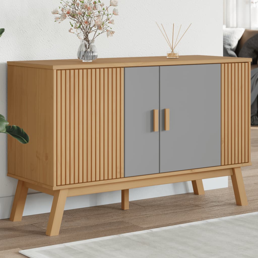 vidaXL Sideboard OLDEN Grey and Brown 114x43x73.5 cm Solid Wood Pine