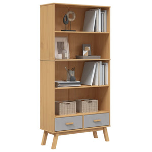 vidaXL Bookcase 4-Tier OLDEN Grey and Brown Solid Wood Pine