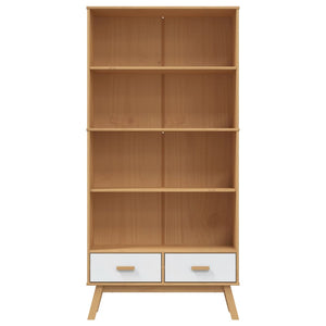 vidaXL Bookcase 4-Tier OLDEN White and Brown Solid Wood Pine