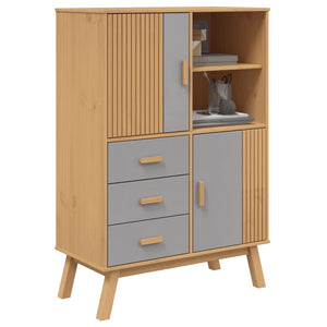 vidaXL Highboard OLDEN Grey and Brown 85x43x125 cm Solid Wood Pine