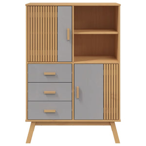 vidaXL Highboard OLDEN Grey and Brown 85x43x125 cm Solid Wood Pine