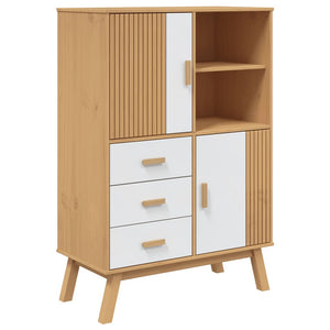 vidaXL Highboard OLDEN White and Brown 85x43x125 cm Solid Wood Pine