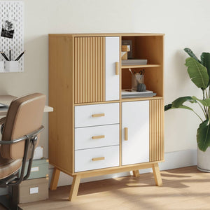 vidaXL Highboard OLDEN White and Brown 85x43x125 cm Solid Wood Pine