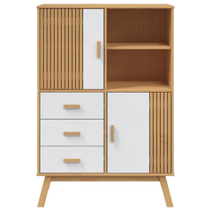 vidaXL Highboard OLDEN White and Brown 85x43x125 cm Solid Wood Pine