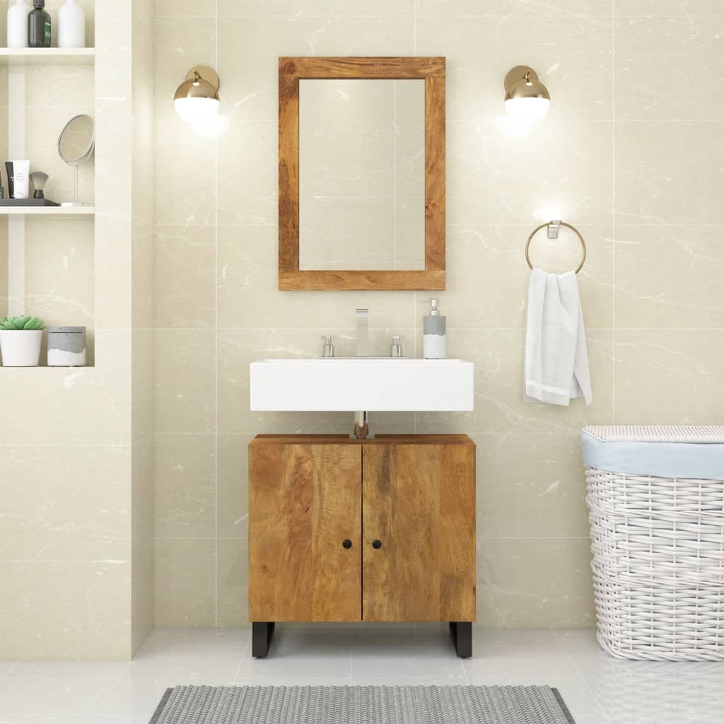 vidaXL 2 Piece Bathroom Furniture Set Solid Wood Mango